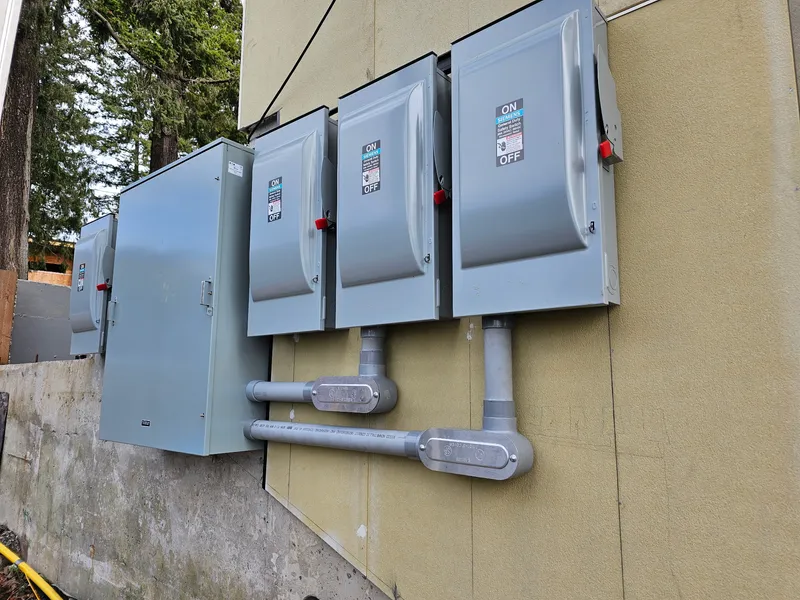 Commercial disconnect switches installed by Newman Electric for three phase power