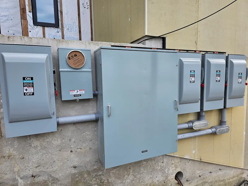Commercial electrical panel array installed by Newman Electric