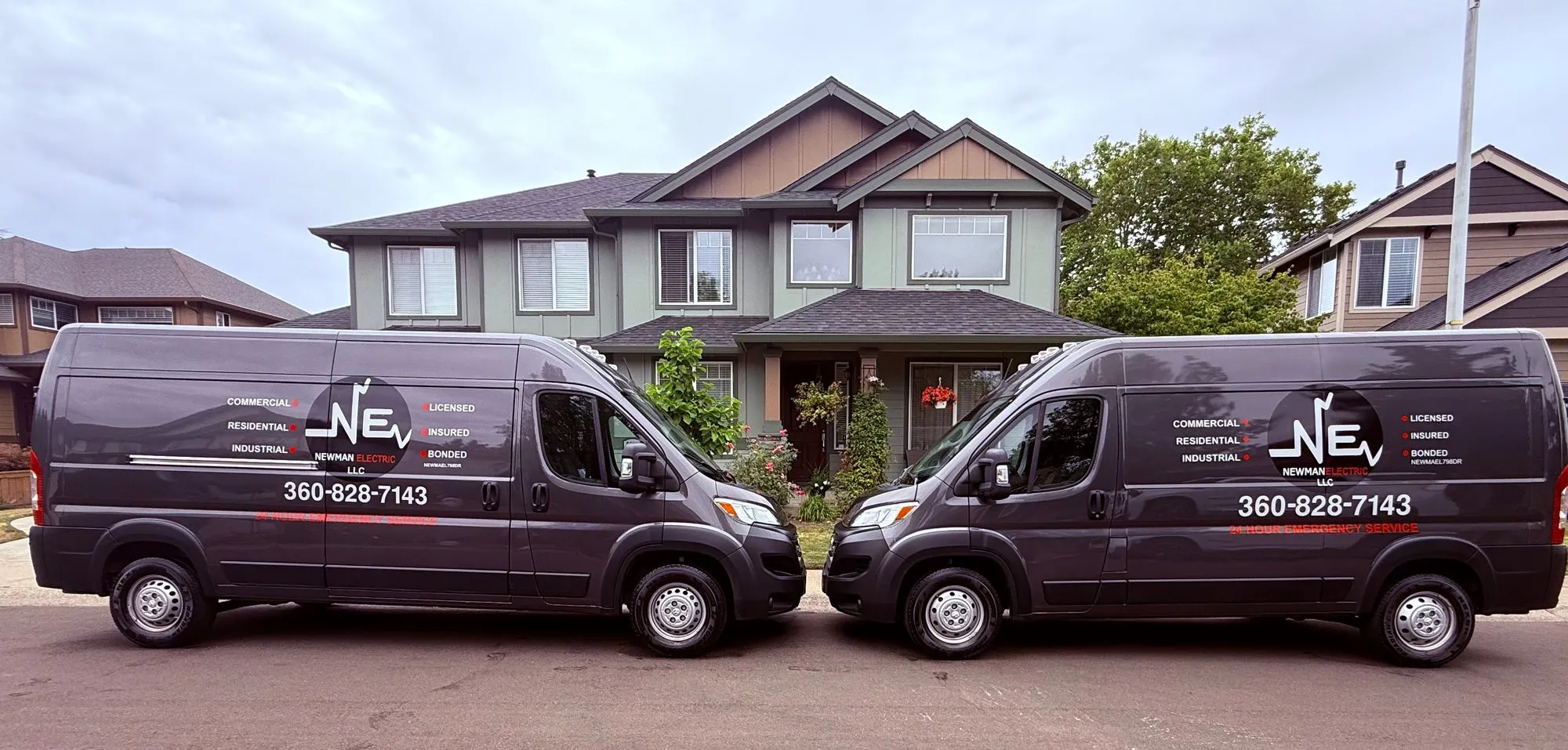 Newman Electric team with service van ready for smoke detector installation