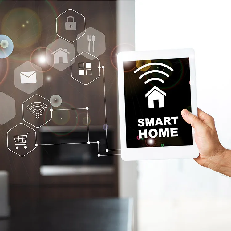 Smart home electrical panel with modern wiring for home automation