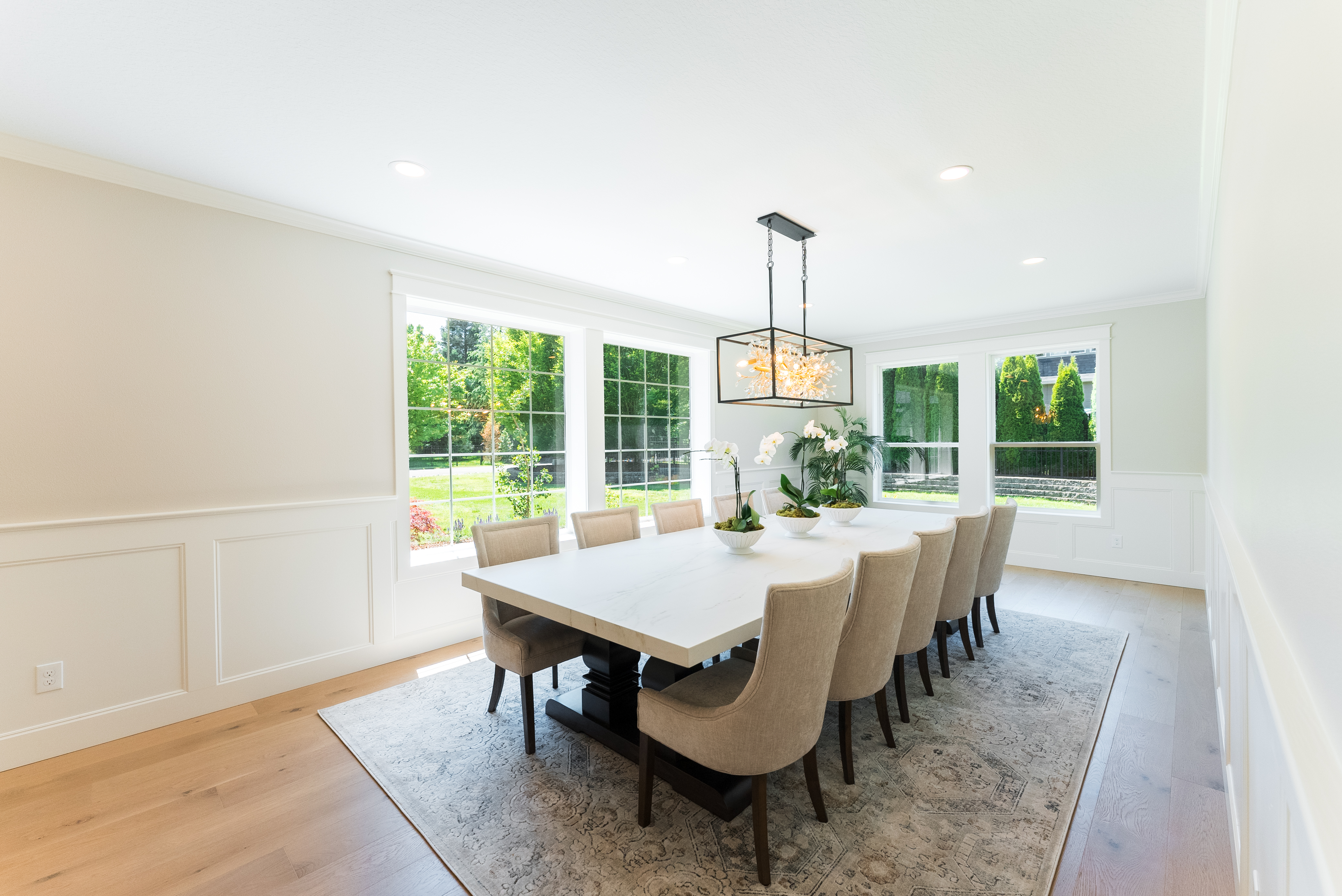 Dining room chandelier installation by Newman Electric